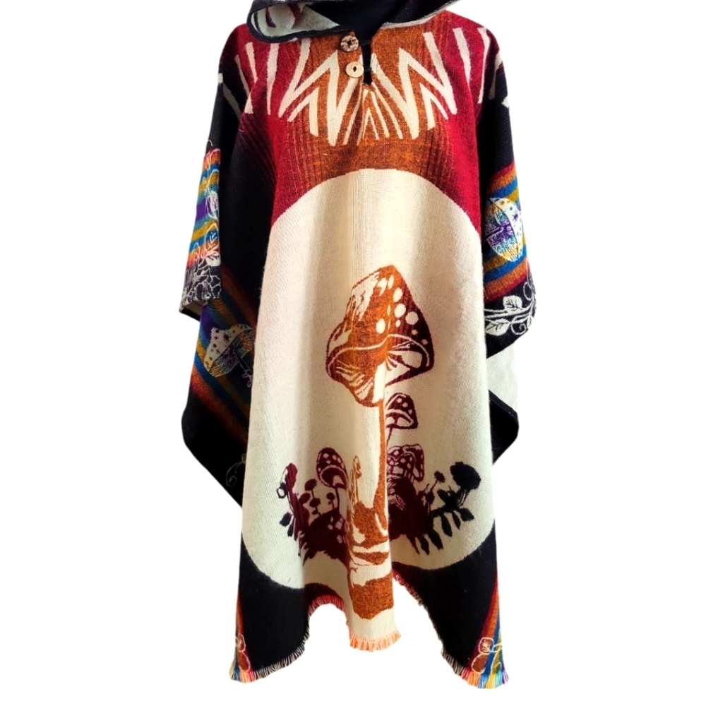 Mushroom poncho, wool poncho, poncho from ecuador Poncho from Ecuador